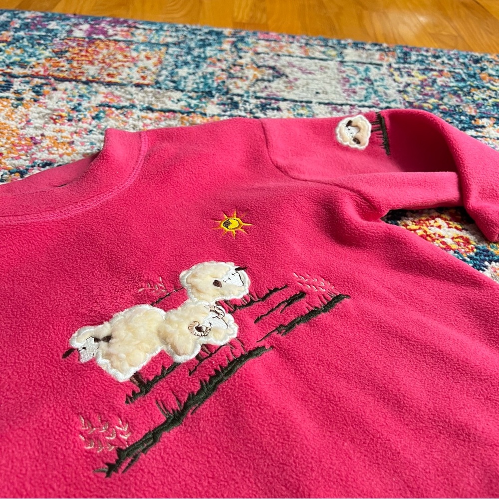 Shire‎ Classics Fleece Lamb Sheep Design Countrywear Fuschia Pullover Sweatshirt - Picture 3 of 13